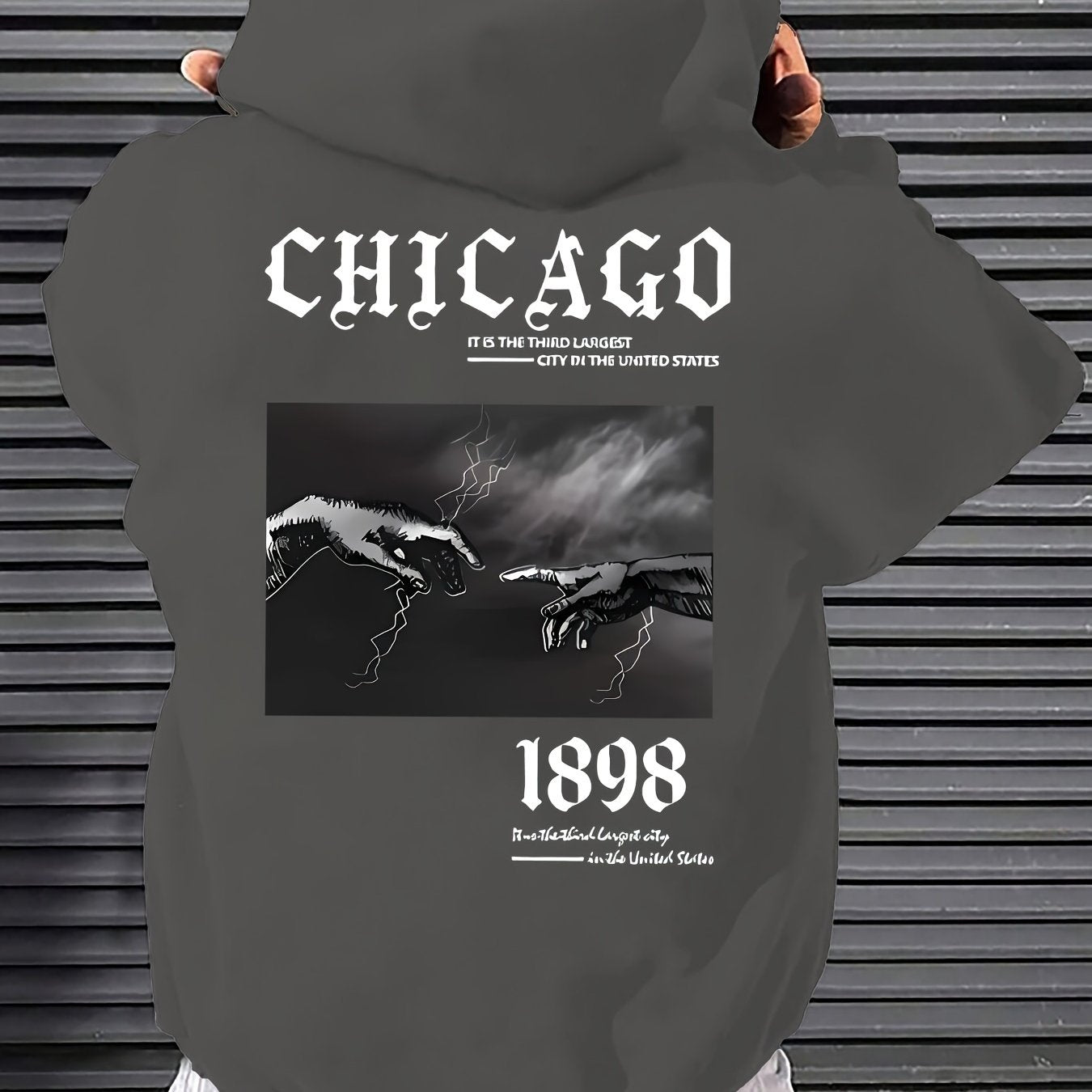 Men's Casual Hoodie with Unique Print Design - Soft Polyester, Machine Washable, Loose Fit Pullover with Kangaroo Pocket