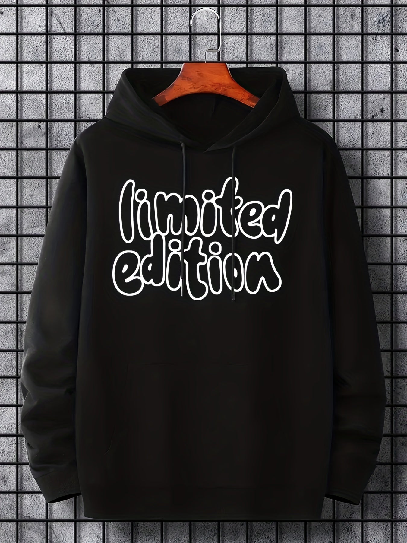 ''Limited Edition'' Graphic Men's Fleece Casual Drawstring Hoodie Sweatshirt Long Sleeve Fashion Hooded Pullover Hoodies With Pocket