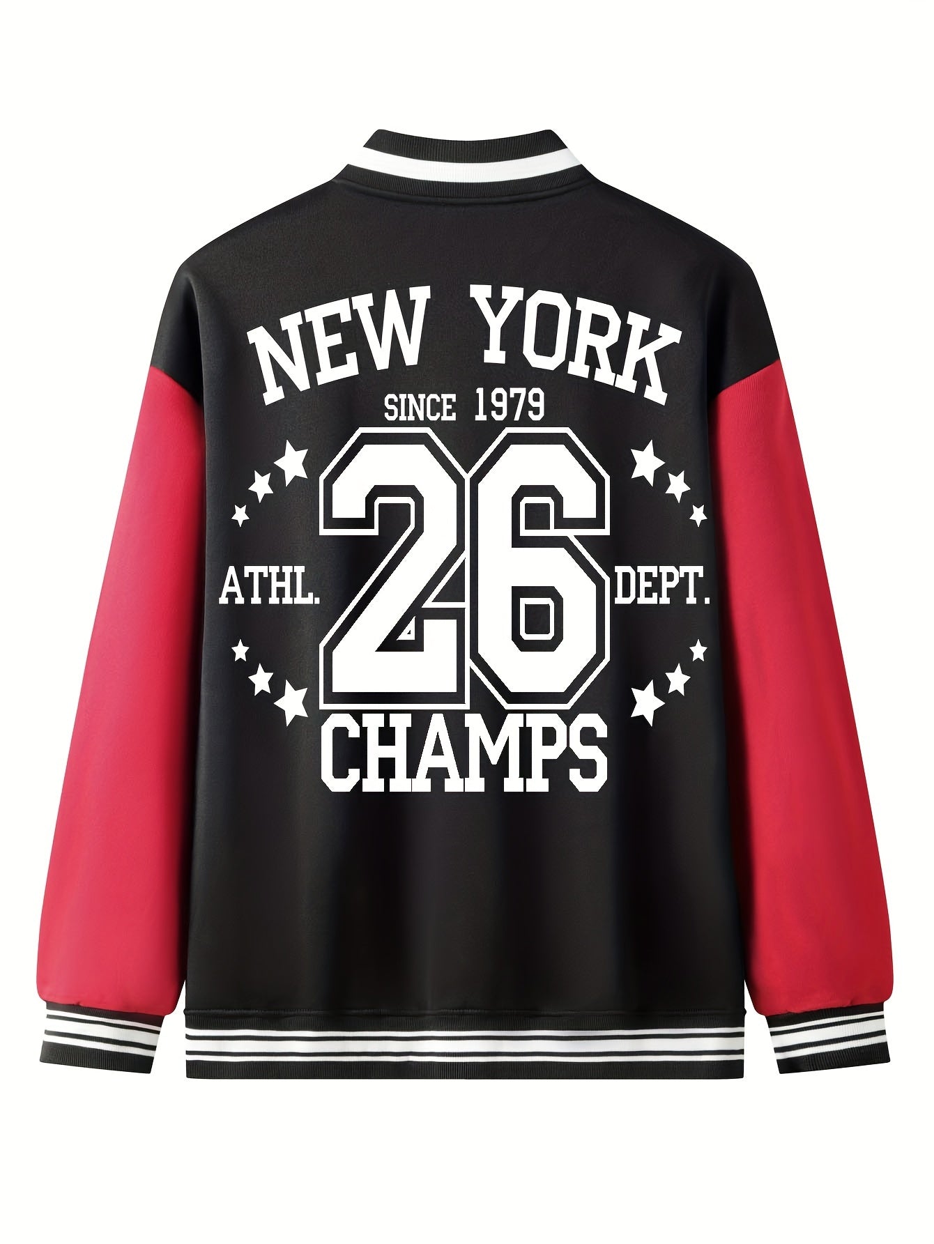 New York 26 Print Men's Fashion Trend Loose Casual Baseball Uniform Jacket, Suitable For Outdoor And Dating For Spring And Autumn
