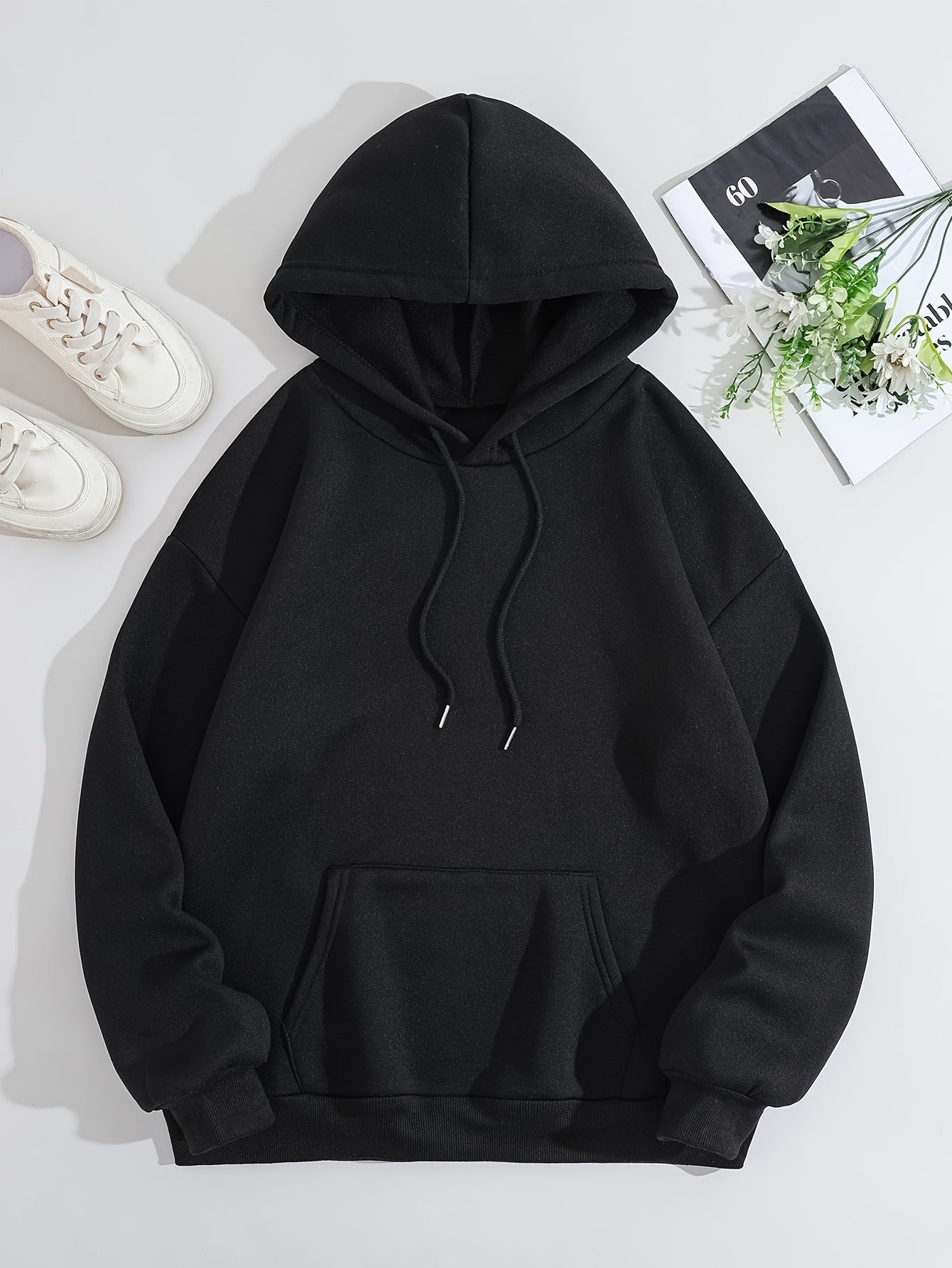 Ladies Fashion Hoodie: Relaxed Style, Polyester Material, Knit Fabric, All Seasons, No Detail, Letter Pattern