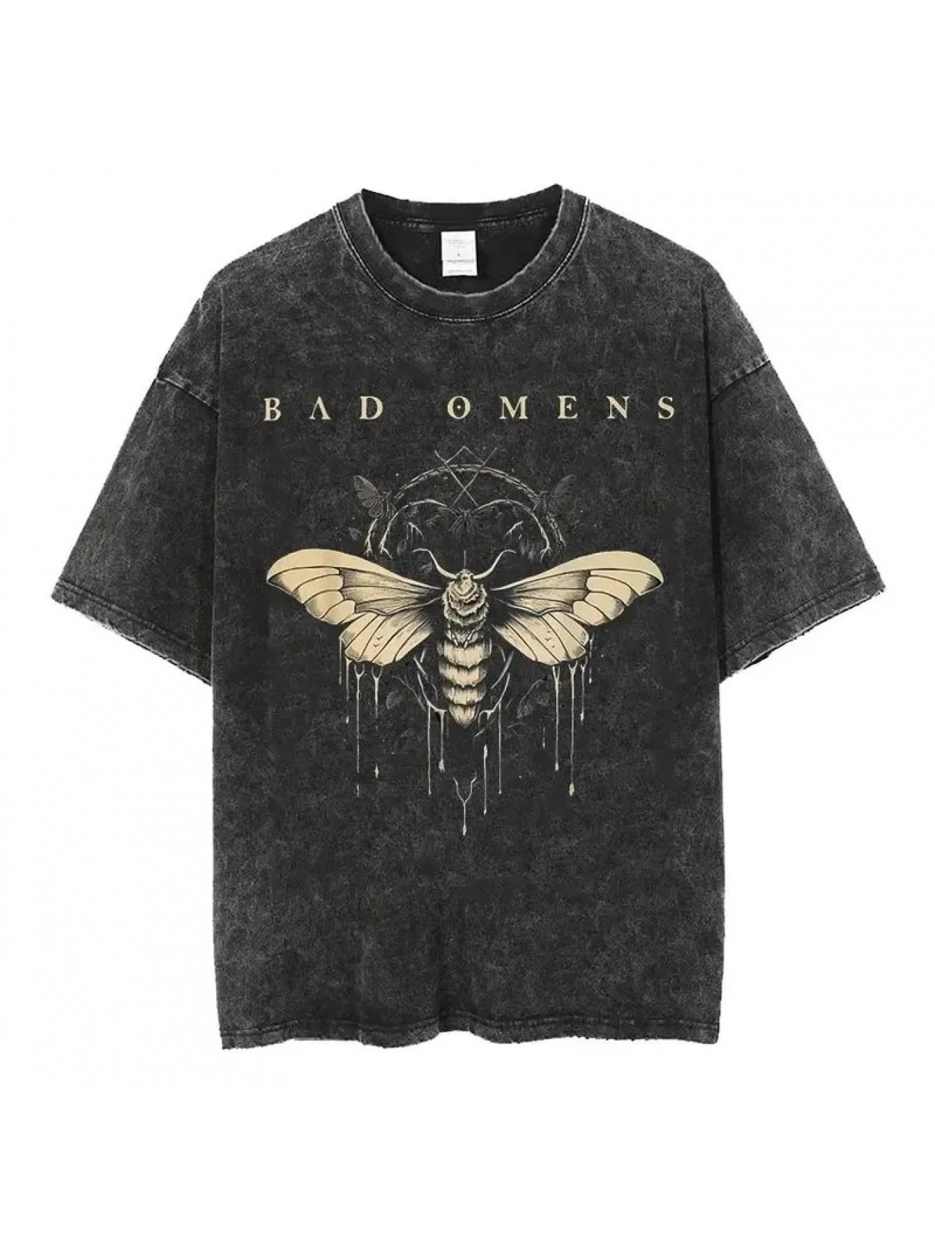 Band 2024 Retro Washed Cotton T-Shirt - Y2K Hip Hop Style, Oversized Casual Tee with Intricate Bee Graphic, Short Sleeve, Round Neck for Men & Women, Music T Shirts
