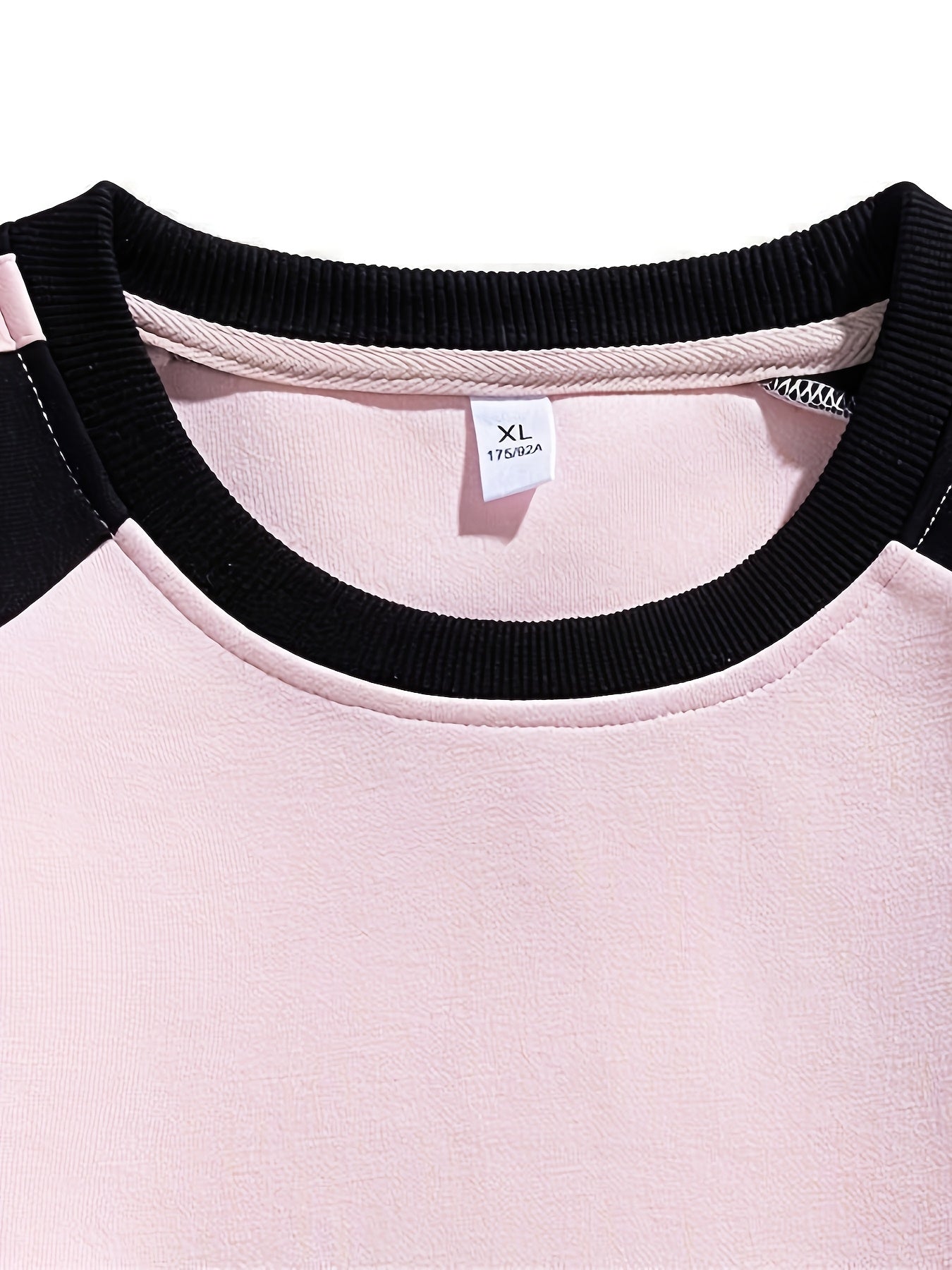 Men's Stylish Pink and Black Striped Crew-Neck Sweatshirt - Breathable, Casual Long-Sleeve Hoodie for City Walking, Street Lounging & Outdoor Activities, Polyester, Non-Stretch Fabric