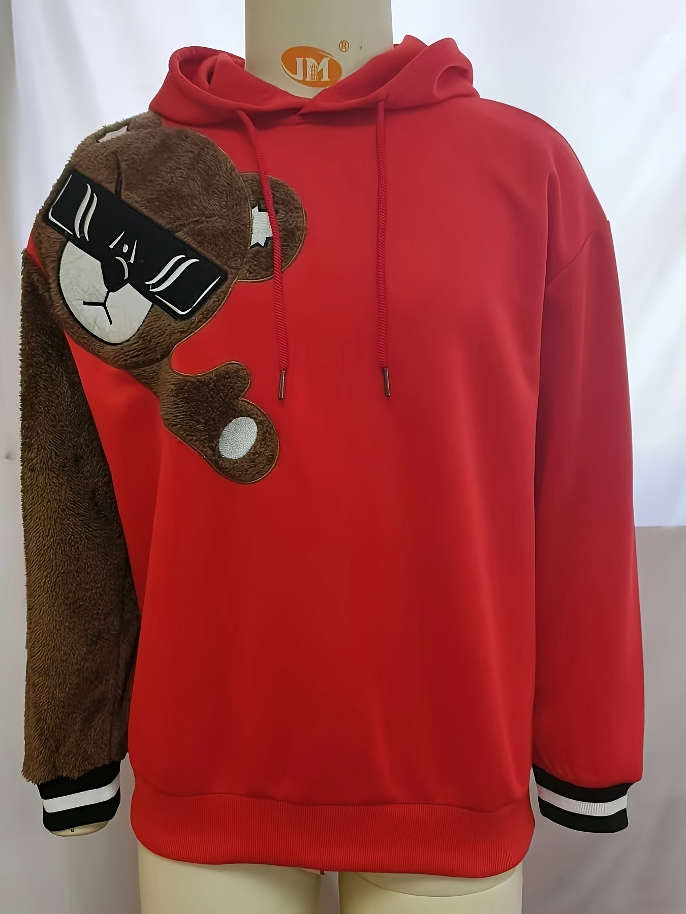 Men's Color Block Bruin Graphic Print Hoodie, Casual Long Sleeve Hooded Sweatshirt For Fall Winter Outdoor