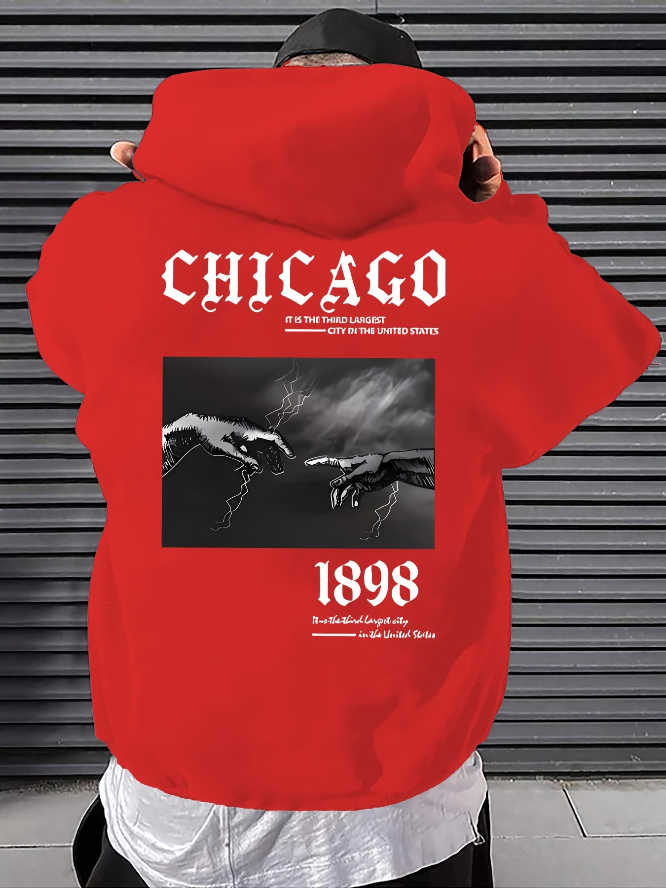 Men's Casual Hoodie with Unique Print Design - Soft Polyester, Machine Washable, Loose Fit Pullover with Kangaroo Pocket