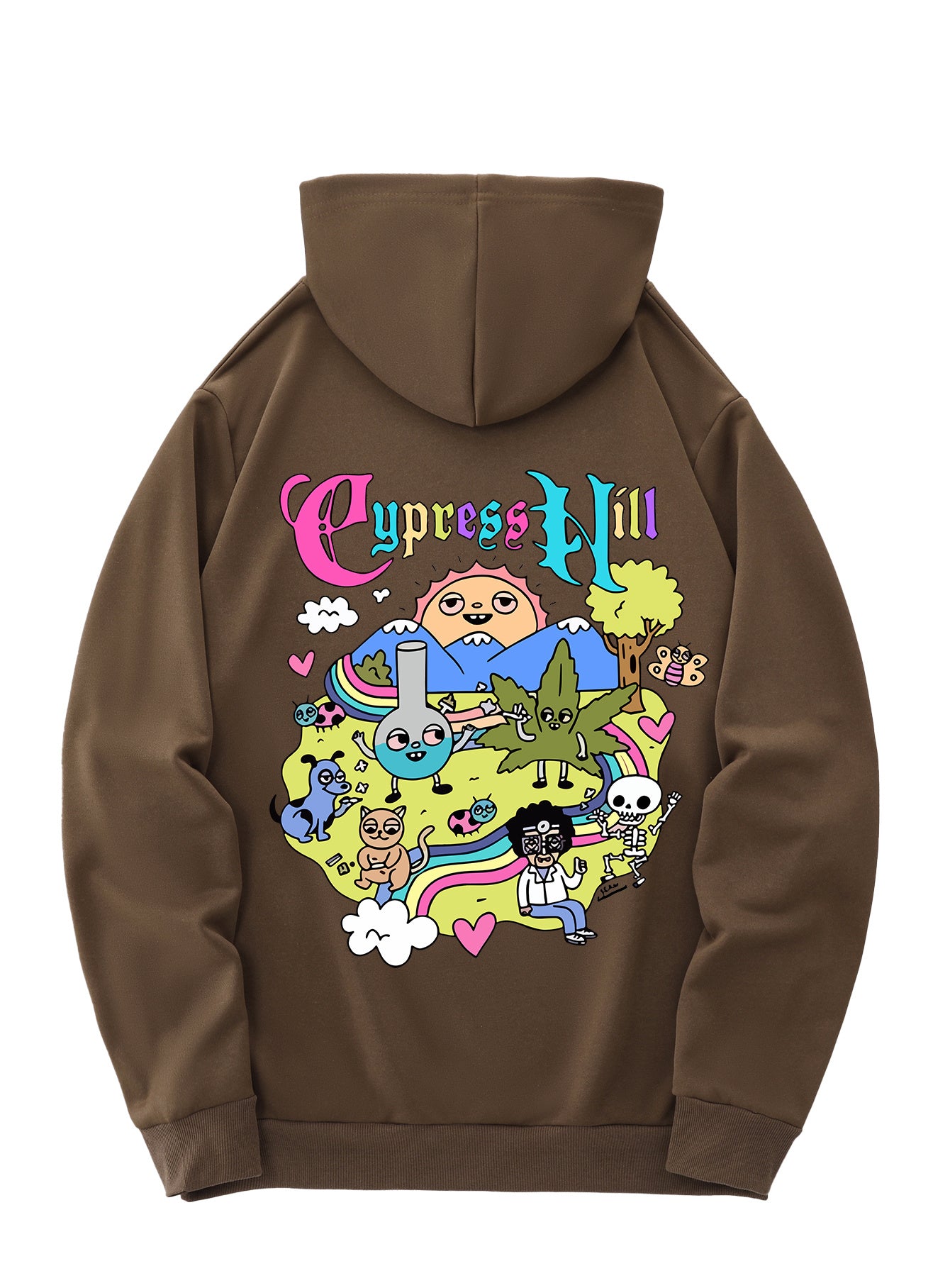 Men'S Fashion Hoodie with Cypress Hill Geometric Cartoon Print - All Season Casual Knit Polyester Sweatshirt with Hood, Drawstring, Kangaroo Pocket, Regular Fit - Unisex Stylish Pullover