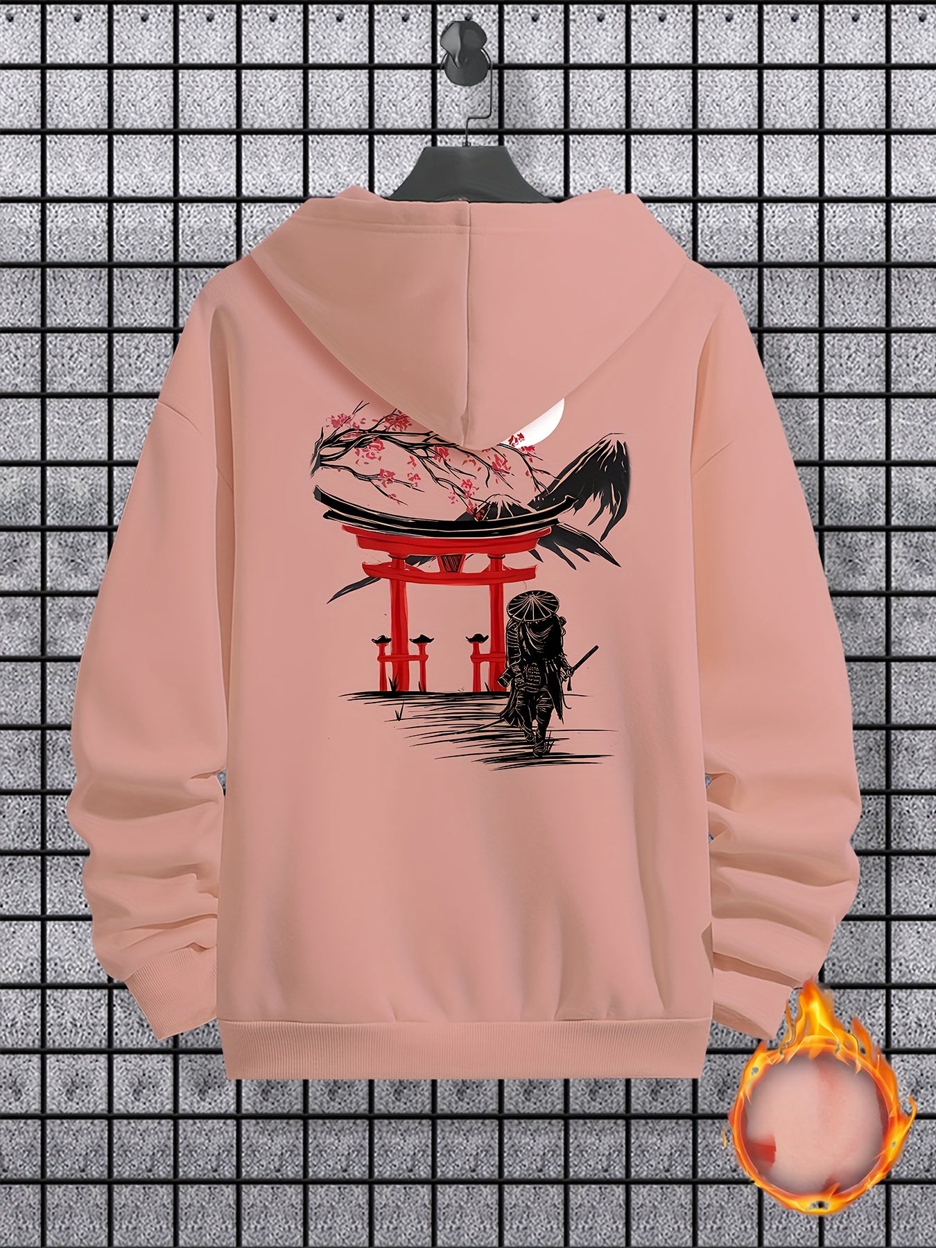 Men's Long Sleeve Ancient Style Knight Pattern Print, Hoodies Street Casual Sports And Fashionable With Kangaroo Pocket Sweatshirt, Suitable For Outdoor Sports, For Autumn And Winter, Fashionable And Versatile