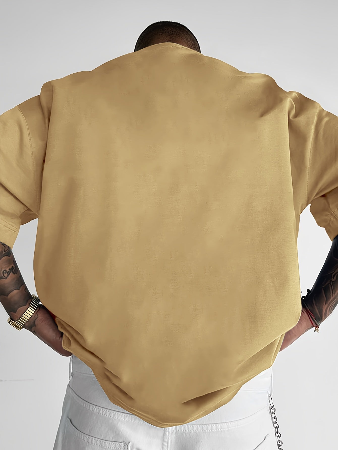 Men'S Casual Loose Short-Sleeve T-Shirt with a Bear Pattern Print.