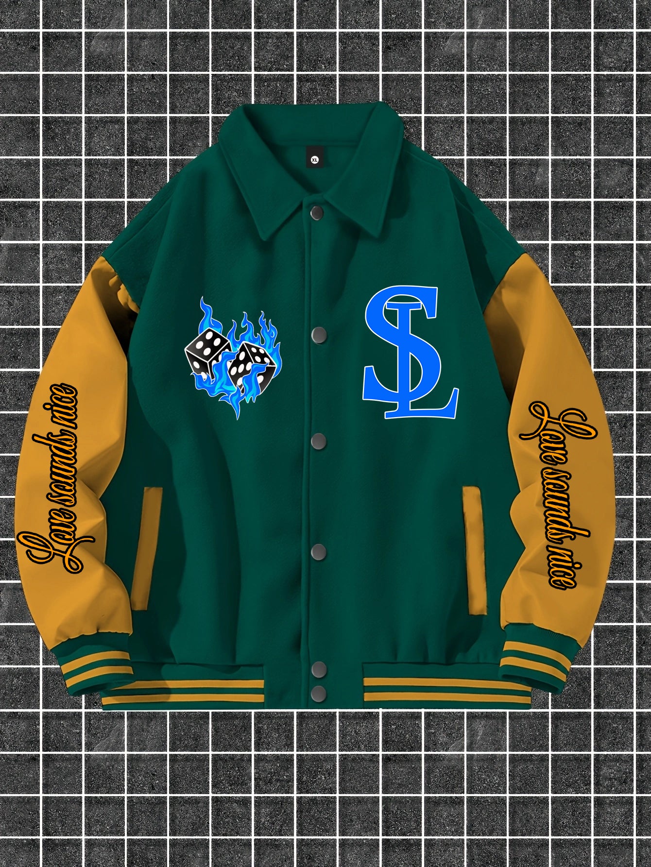 Men's Trendy Casual Baseball Jacket with Unique Print Design - Thick, Polyester, Machine Washable, Button-Up Collar