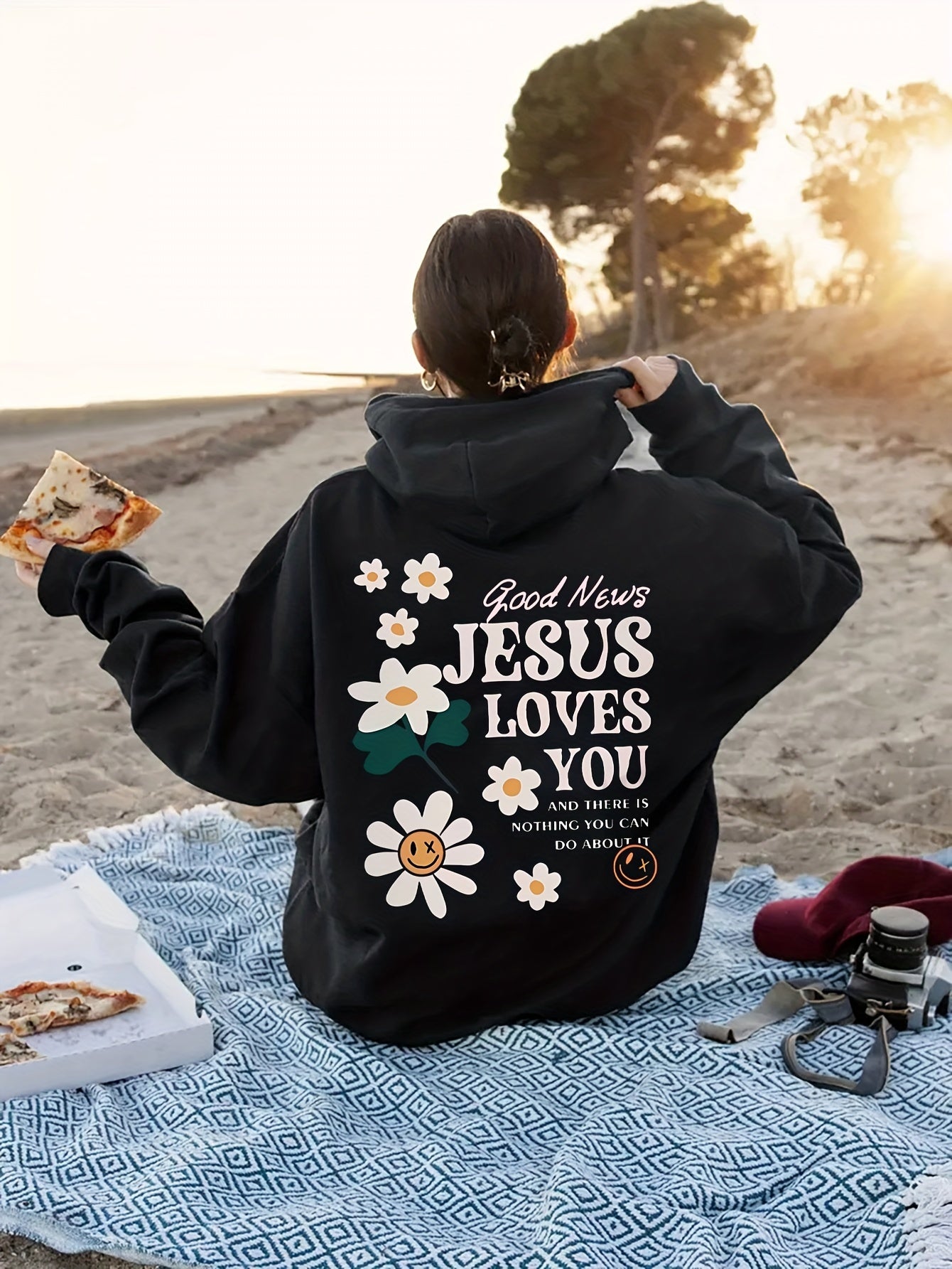 Personalized Letter Flowers Hoodie: Relaxed Regular Fits, Soft and Slightly Stretchable Polyester, Long Sleeve Design - Perfect for Fall/Winter Women