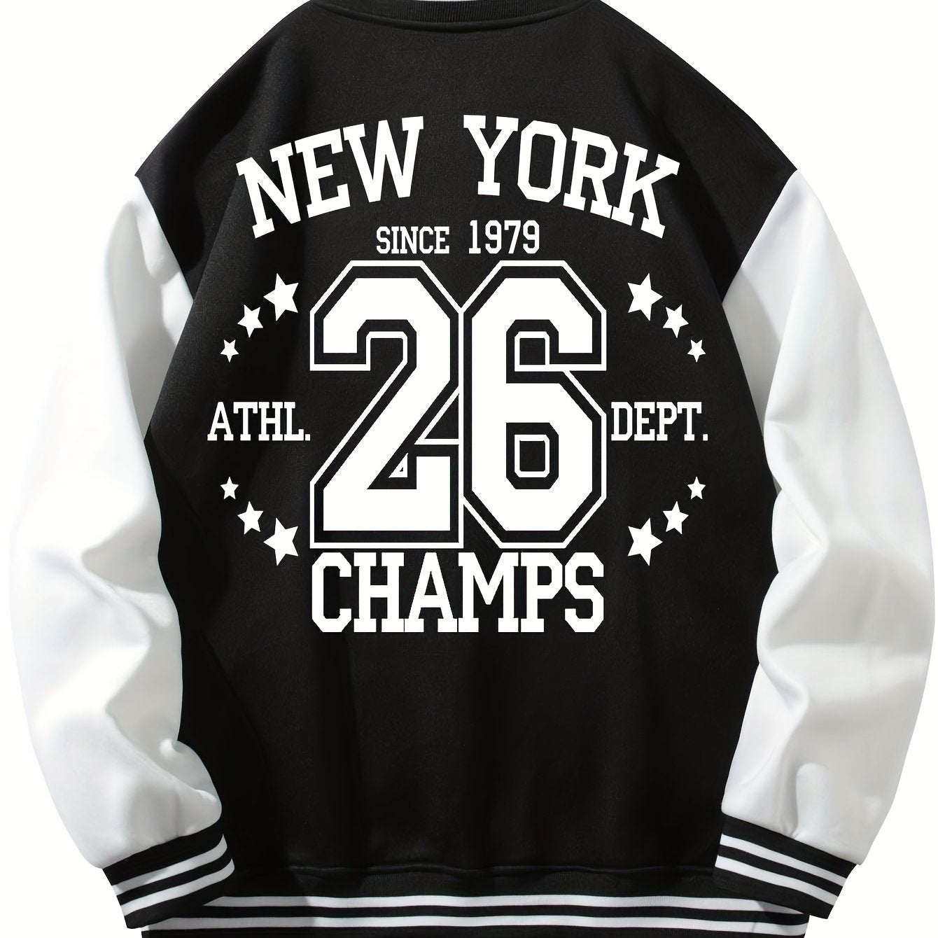 New York 26 Print Men's Fashion Trend Loose Casual Baseball Uniform Jacket, Suitable For Outdoor And Dating For Spring And Autumn