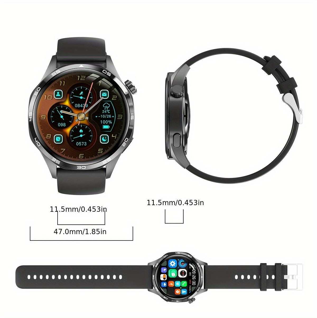 New Watch 5 Pro Smartwatch With 1.53-inch High-definition Screen, Voice Calling, Wireless Calling, NFC Access Control, Outdoor Sports Trajectory Smartwatch With Voice Assistant, Compass, Pedometer, Suitable For Android/iPhone