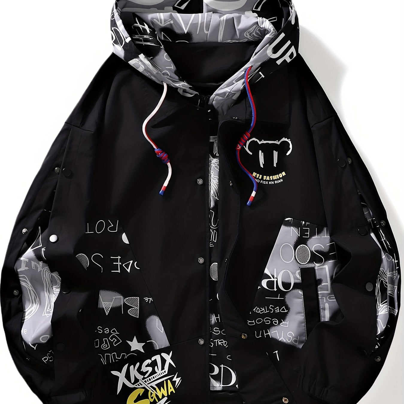 Men's Trendy Hooded Baseball Jacket - Color Block, Loose Fit for Spring & Fall Outdoor Activities like Hiking, Hunting, Camping