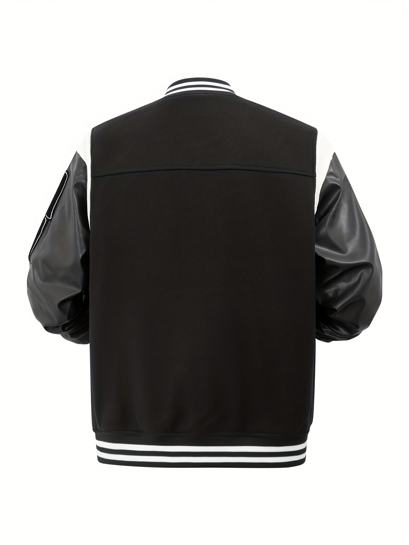Men's Letter Double-wing Embroidery Varisty Jackets Vintage Long Sleeve PU Leather Patchwork Baseball Coats for Autumn&Winter