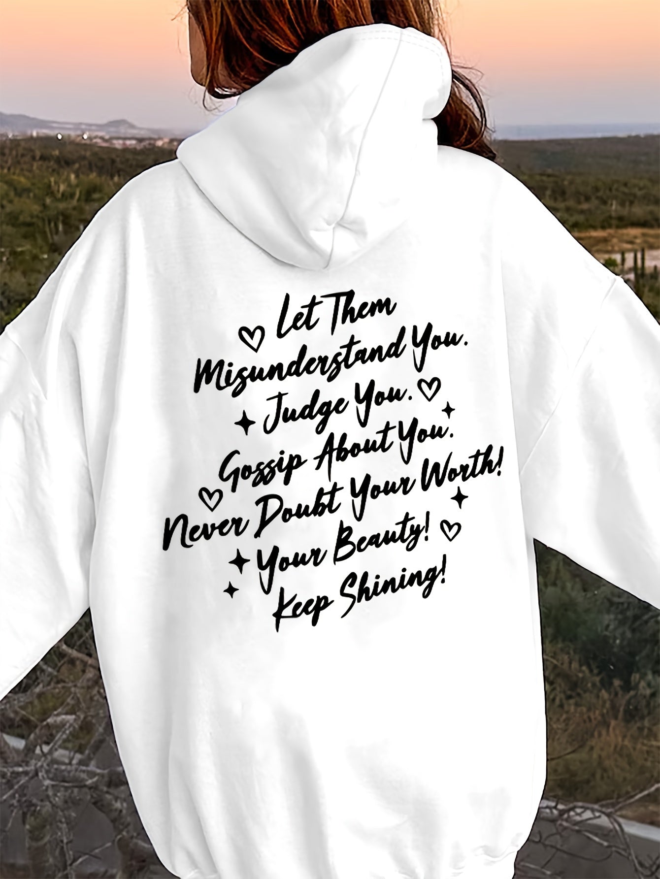 Chic Love Print Hoodie for Women - Casual Pullover with Embossed Detail, Soft Stretch Polyester, Long Sleeve Design - Perfect for Fall/Winter