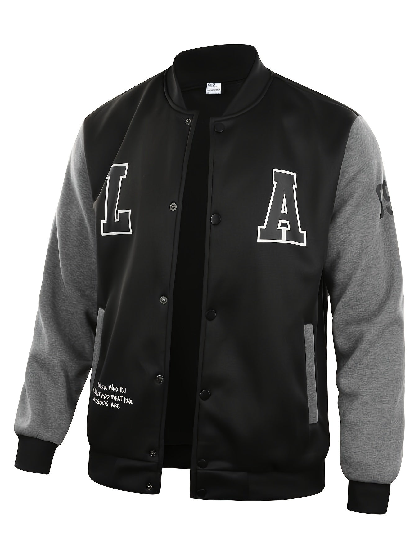 LA-03 Baseball Jacket - Polyester, Round Neck, Non-Transparent, Letter Pattern, Knitted, Loose Fit, Spring/Autumn