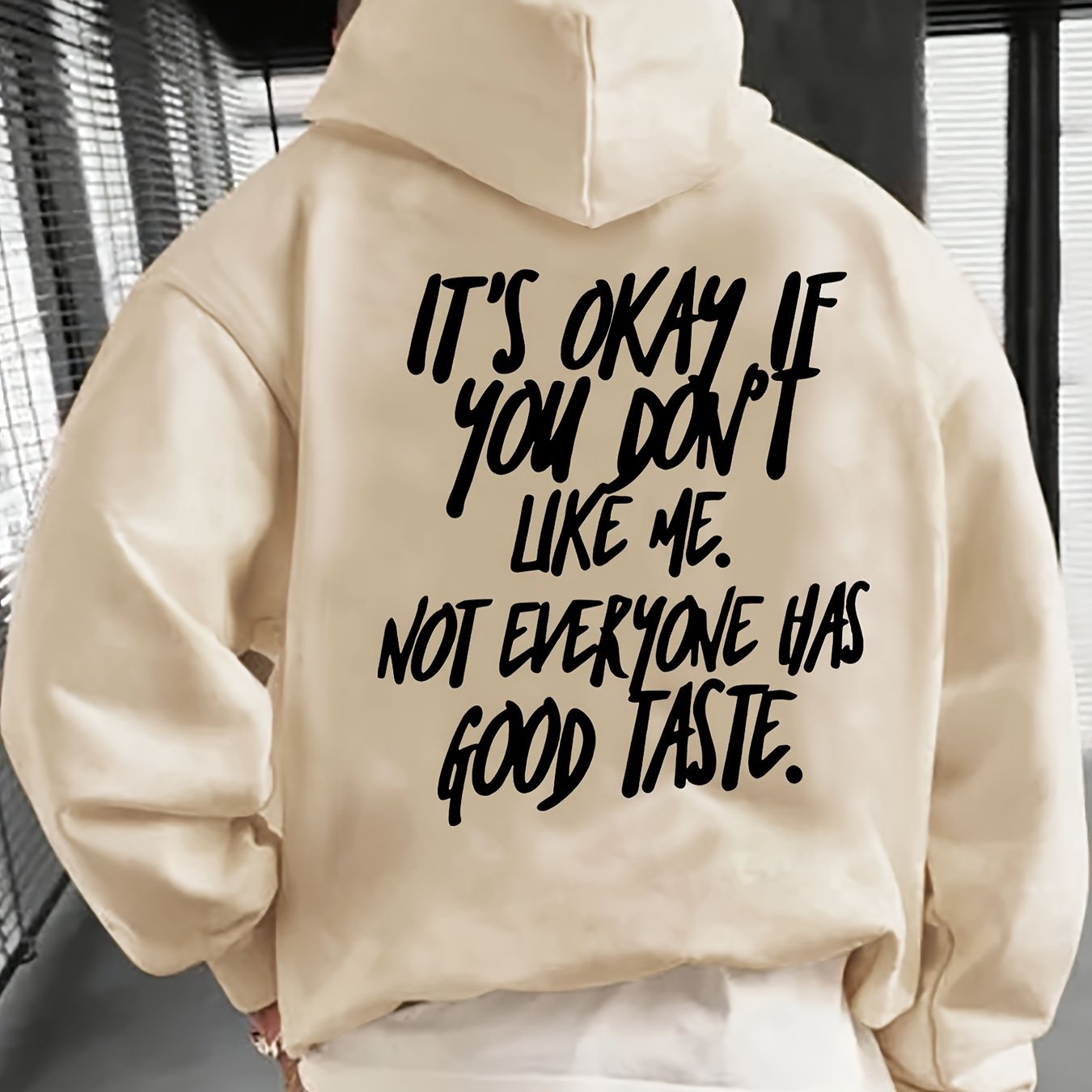 Men's Casual Hoodie with Drawstring & Kangaroo Pocket - Letter Print, Drop Shoulder Design for Everyday & Holiday Wear, Polyester Blend