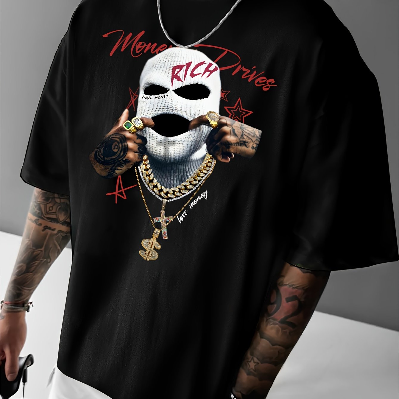 Men's Fashion Y2K Big Head Pattern Print Casual Loose Short Sleeve T-shirt