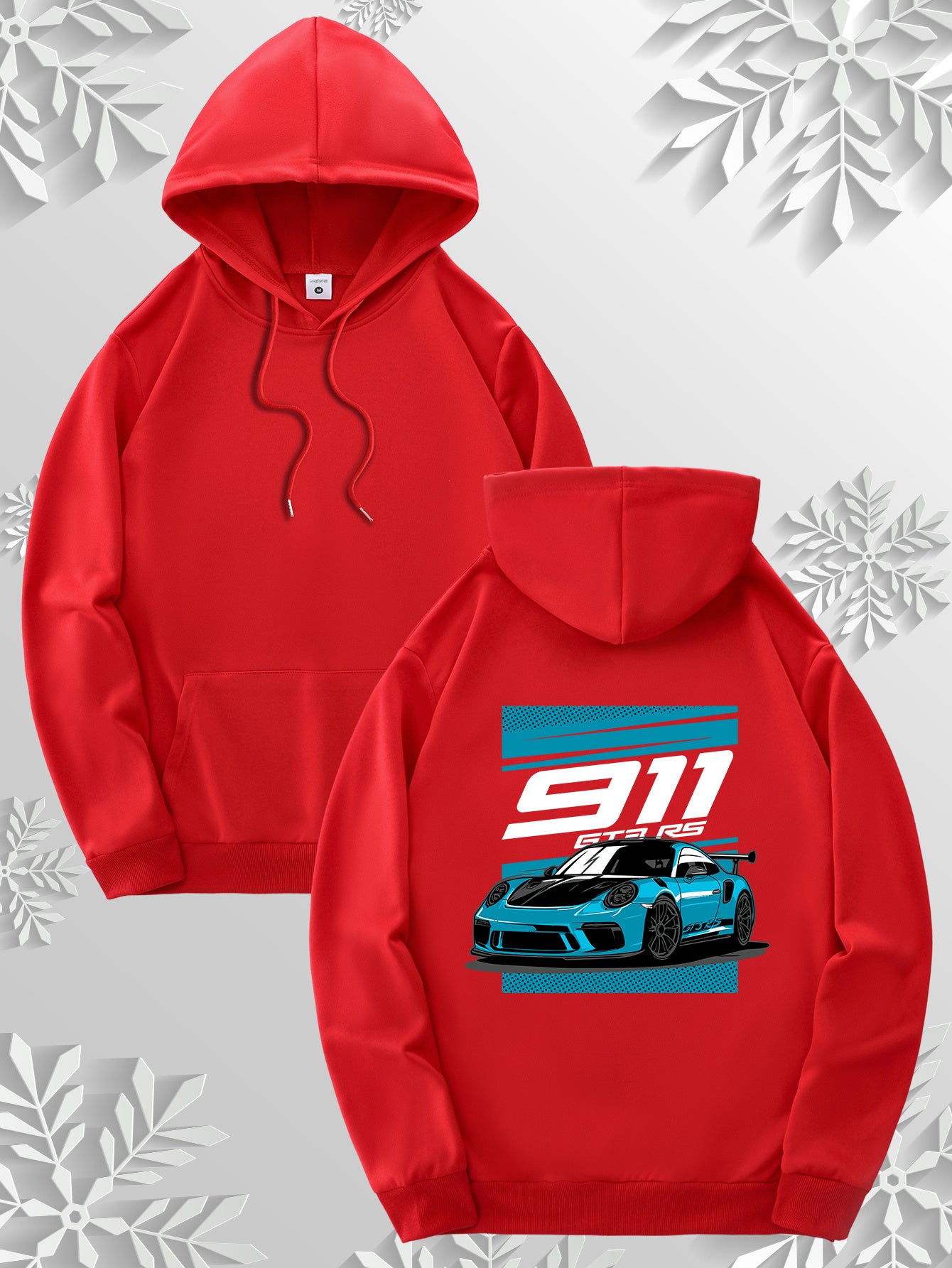Cartoon sports car style hoodie | Cool racing car print design on the back, simple front, paying tribute to the classics, 9 colors to freely match, the best choice for car enthusiasts!