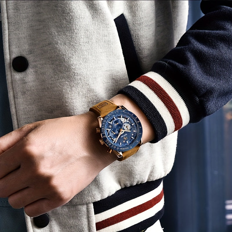 Benyar Chronograph Men's Watch - Analog Quartz Stylish Sports Wristwatch - Elegant Father's Day Gift