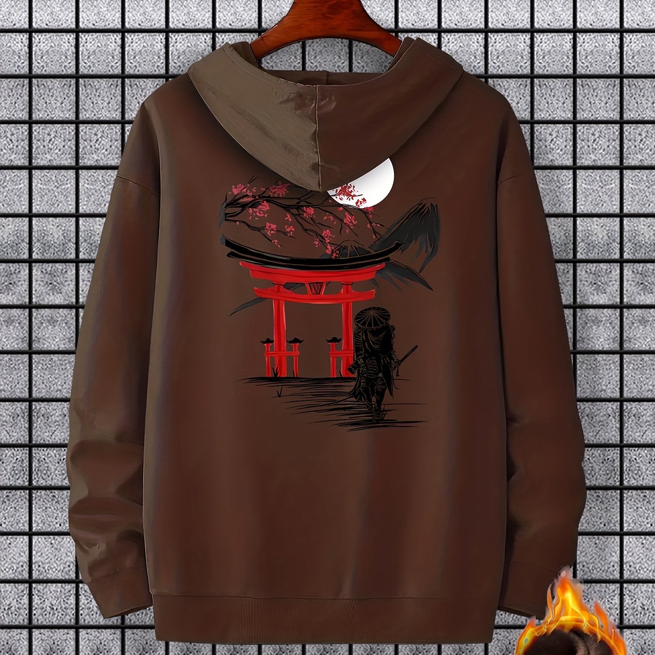 Men's Long Sleeve Ancient Style Knight Pattern Print, Hoodies Street Casual Sports And Fashionable With Kangaroo Pocket Sweatshirt, Suitable For Outdoor Sports, For Autumn And Winter, Fashionable And Versatile