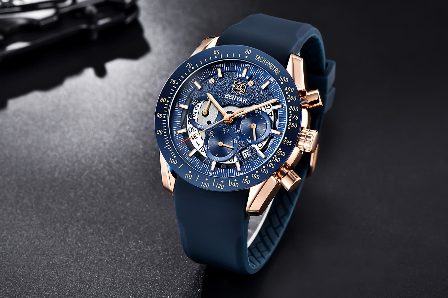 Benyar Chronograph Men's Watch - Analog Quartz Stylish Sports Wristwatch - Elegant Father's Day Gift