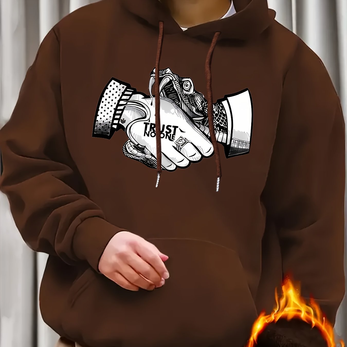 Men's Trust No One Graphic Print Casual Hoodie - 100% Polyester Knit Fabric with Hood, Slight Stretch, Regular Fit Long Sleeve Fashion Pullover for Fall/Winter