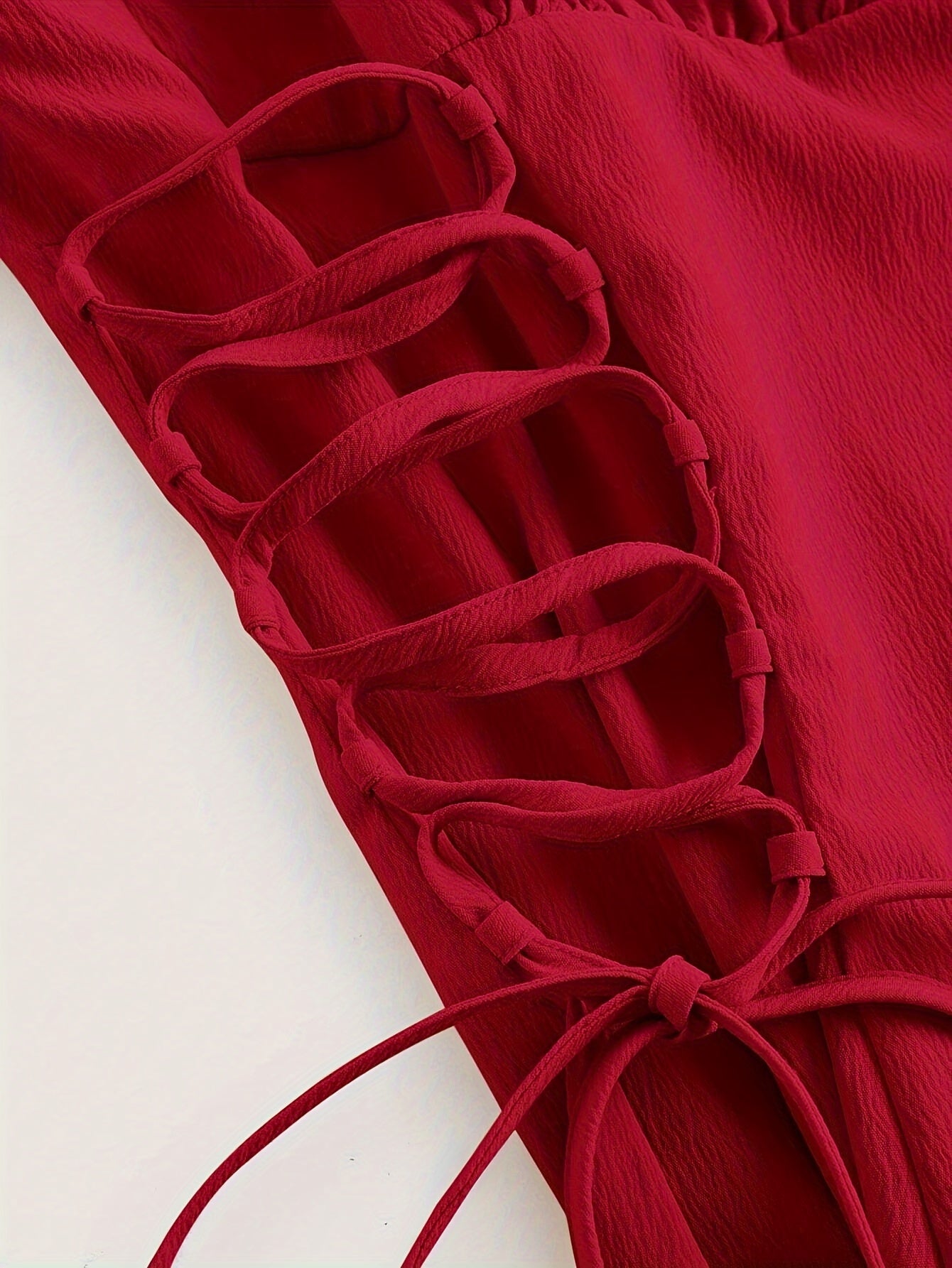 Square Neck Side Tie Dress, Sexy Solid Backless Spaghetti Strap Ruched Cami Dress, Women's Clothing