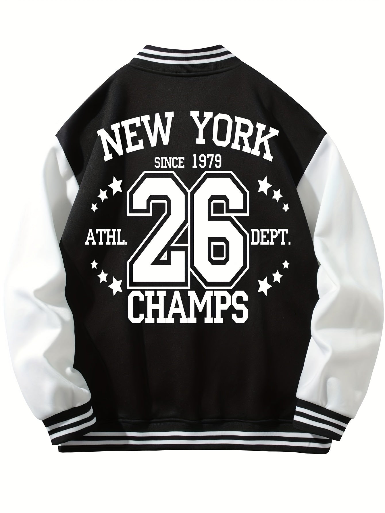New York 26 Print Men's Fashion Trend Loose Casual Baseball Uniform Jacket, Suitable For Outdoor And Dating For Spring And Autumn