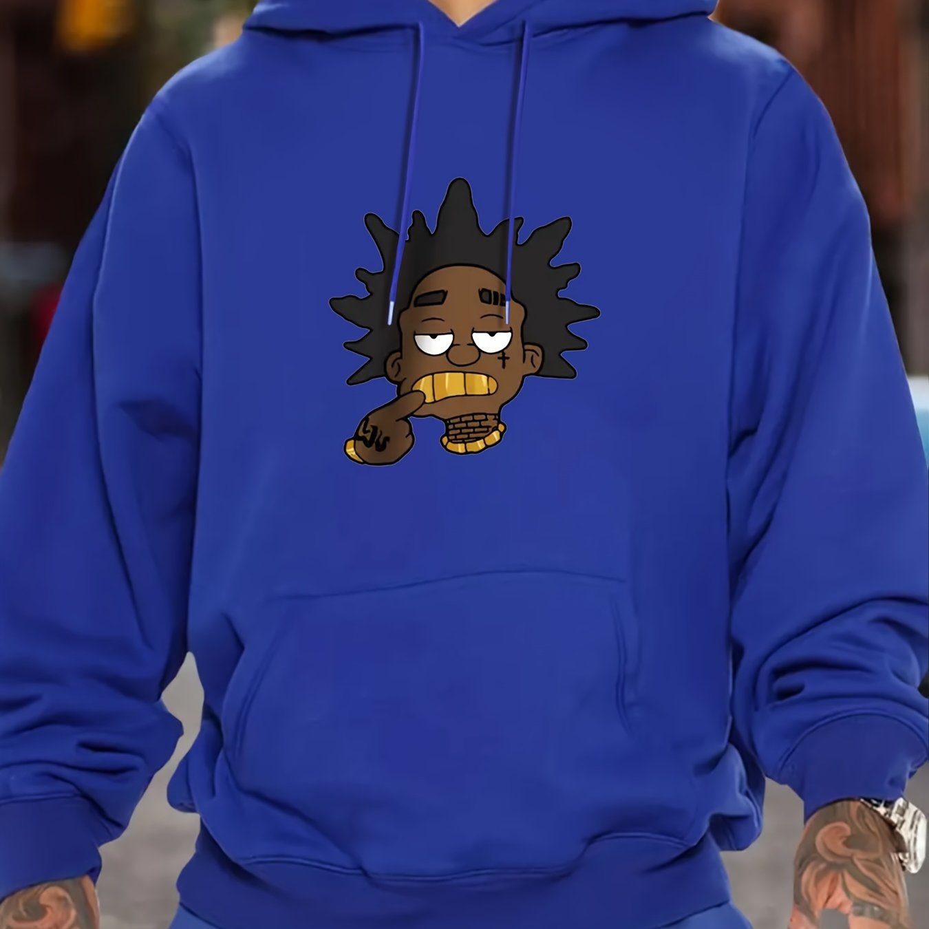 KOURRTER Unisex Cartoon Graphic Hoodie – Four Seasons Casual Knit Fabric Regular Fit with Pocket, 100% Polyester Geometric-pattern Hooded Sweatshirt with Slight Stretch