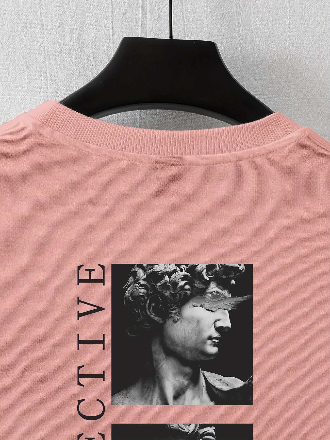 Men's Street Style Loose-Fit T-Shirt with Unique Back Print - Breathable Polyester, Machine Washable