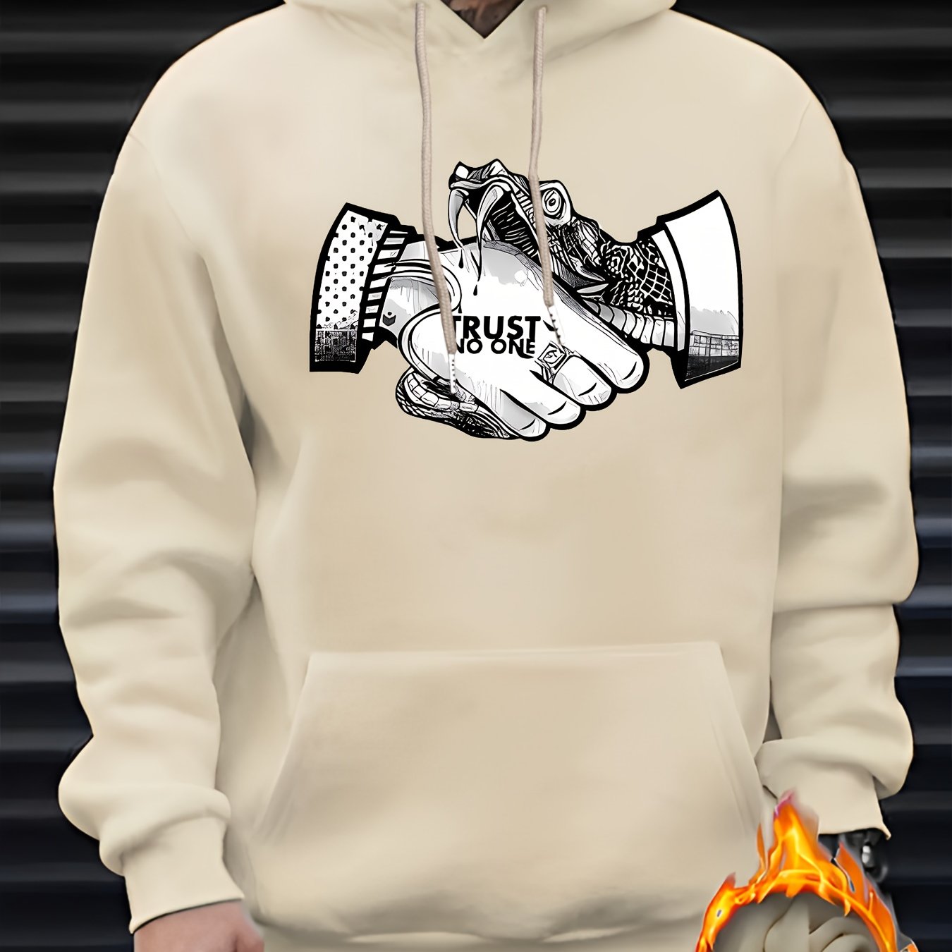 Men's Trust No One Graphic Print Casual Hoodie - 100% Polyester Knit Fabric with Hood, Slight Stretch, Regular Fit Long Sleeve Fashion Pullover for Fall/Winter