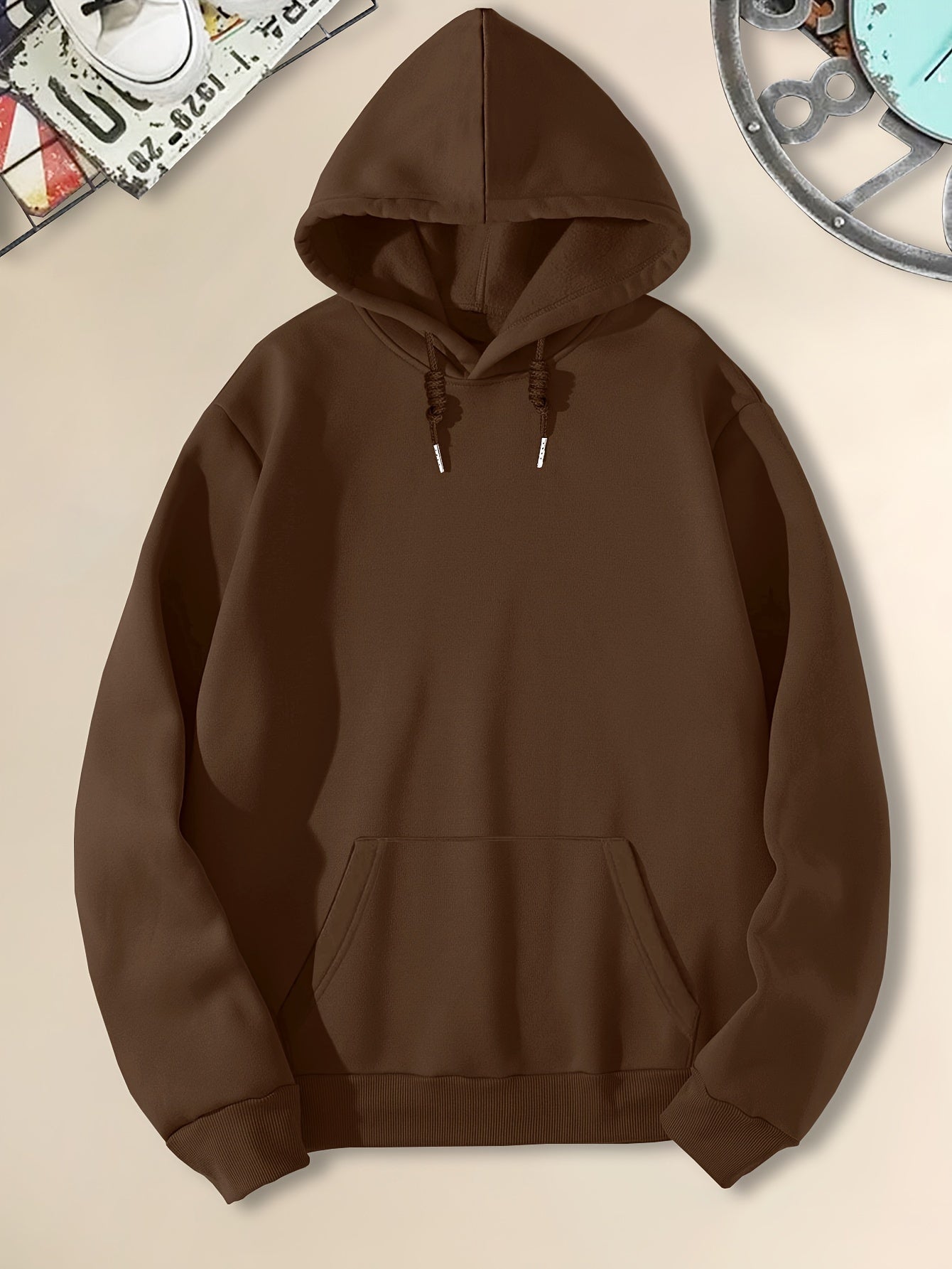 Men's Casual Black Hoodie with Sunset Sports Car Graphic - Cozy Long Sleeve Hooded Sweatshirt, Polyester, Machine Washable for Autumn & Winter, Sweater Hoodie