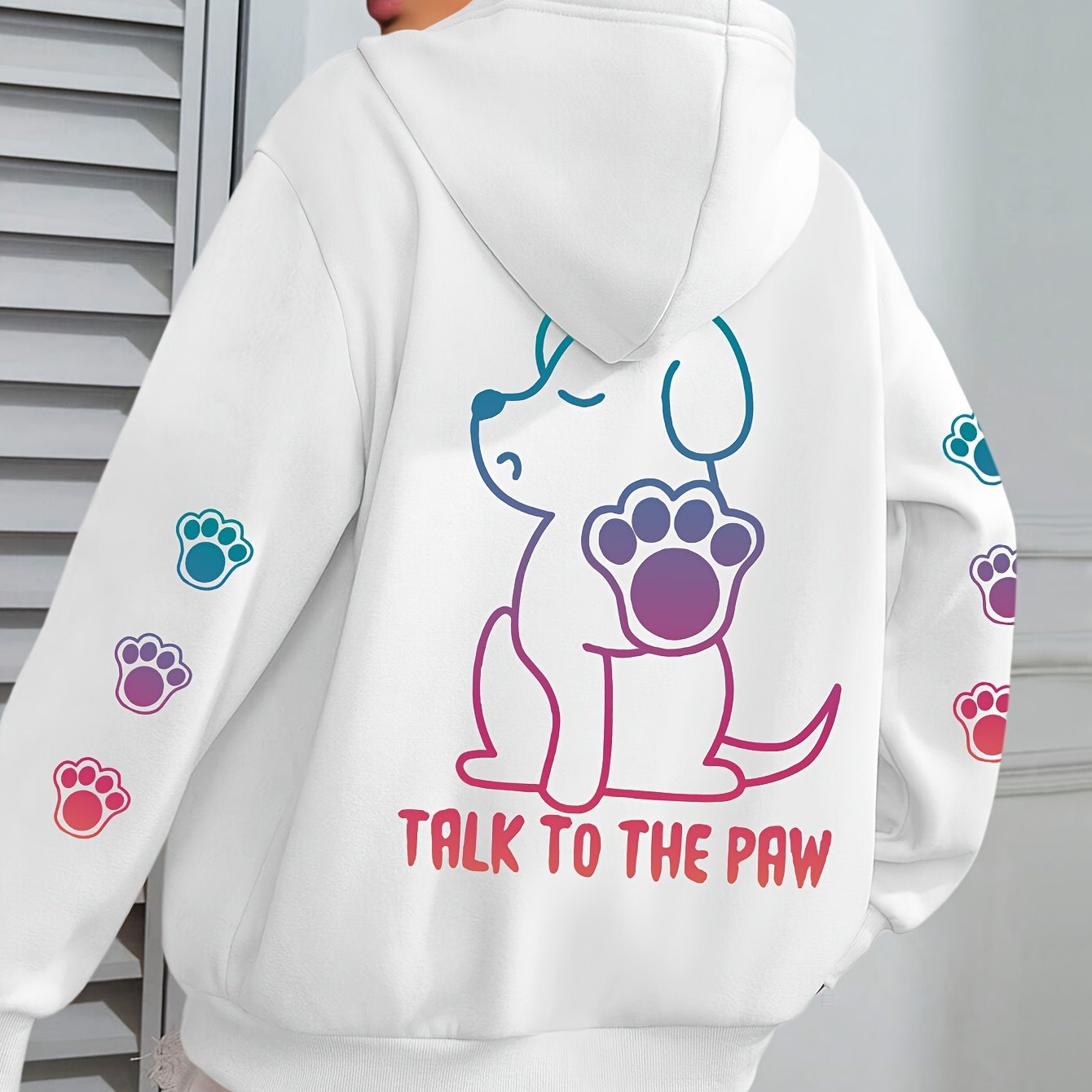 Women's Cozy Puppy Print Hoodie - Casual Long Sleeve with Kangaroo Pocket, Polyester Blend, Machine Washable - Perfect for Fall & Winter
