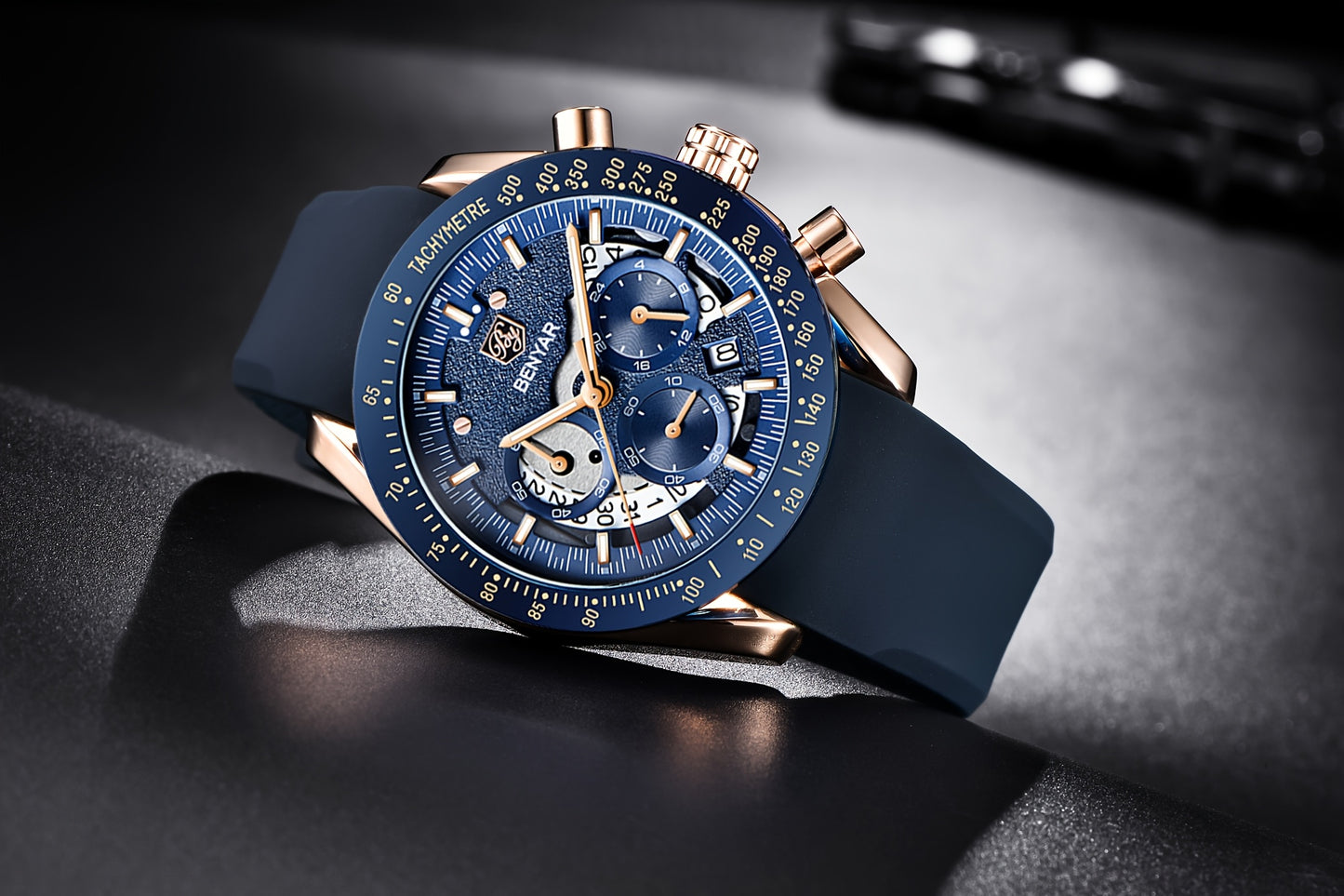 Benyar Chronograph Men's Watch - Analog Quartz Stylish Sports Wristwatch - Elegant Father's Day Gift