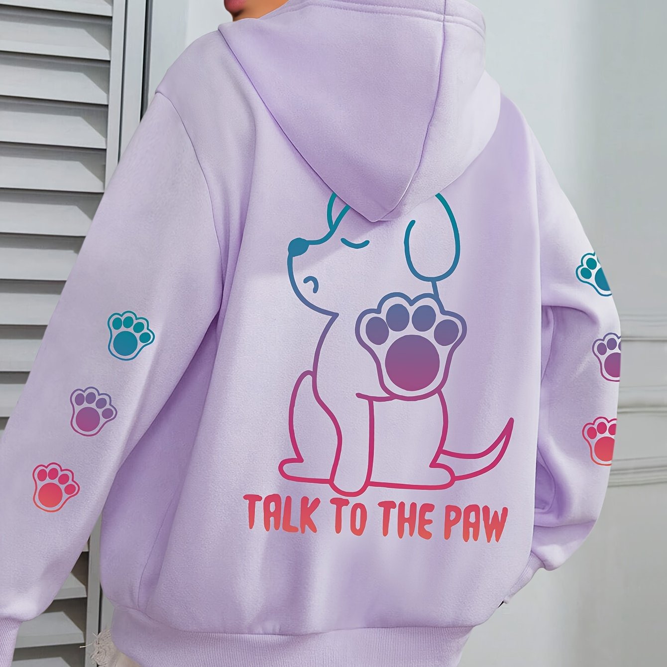 Women's Cozy Puppy Print Hoodie - Casual Long Sleeve with Kangaroo Pocket, Polyester Blend, Machine Washable - Perfect for Fall & Winter