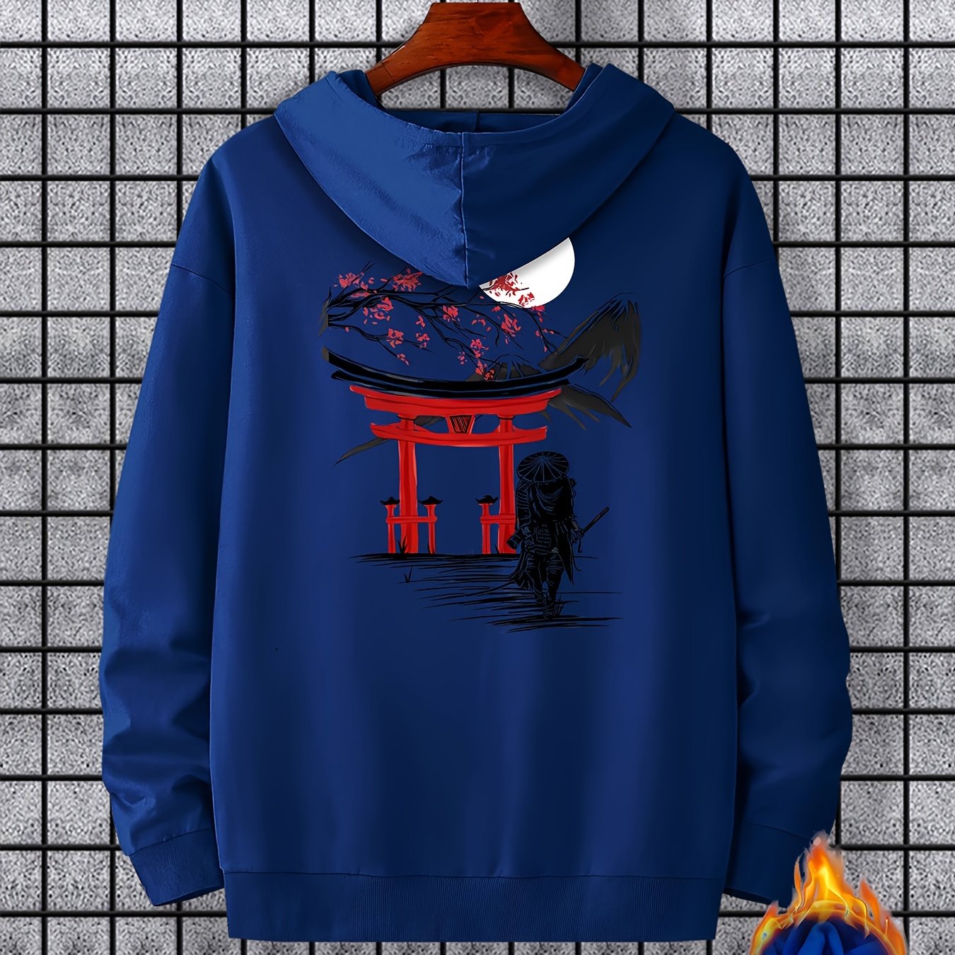Men's Long Sleeve Ancient Style Knight Pattern Print, Hoodies Street Casual Sports And Fashionable With Kangaroo Pocket Sweatshirt, Suitable For Outdoor Sports, For Autumn And Winter, Fashionable And Versatile