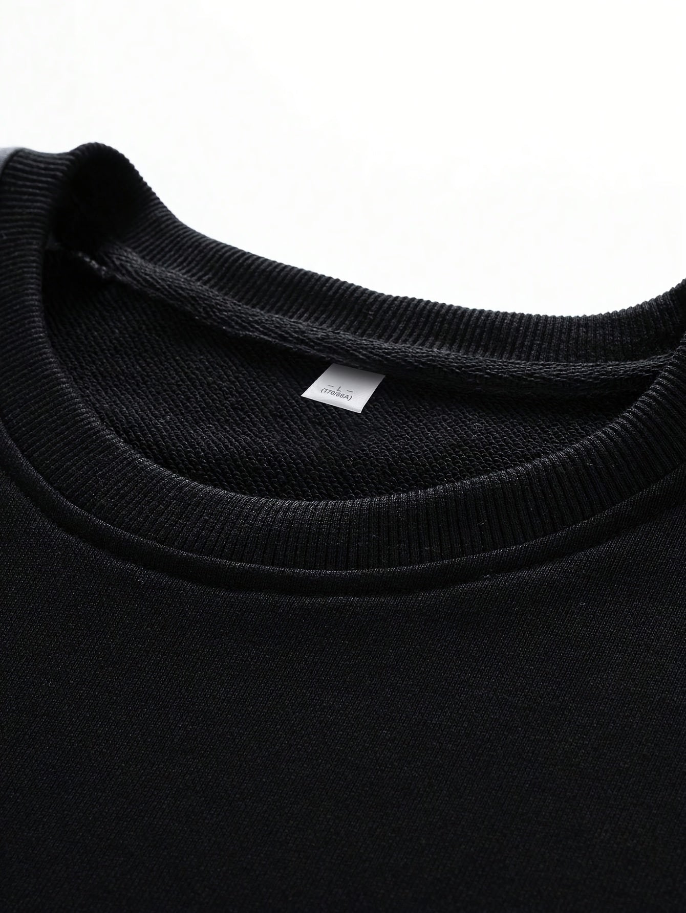 1pc Men'S Fashion Color Block Crew Neck Sweatshirt, Casual High-Weight Long Sleeve Pullover with Contrast Shoulder Sleeves, 100% Polyester Jersey Knit Fabric, Regular Fit