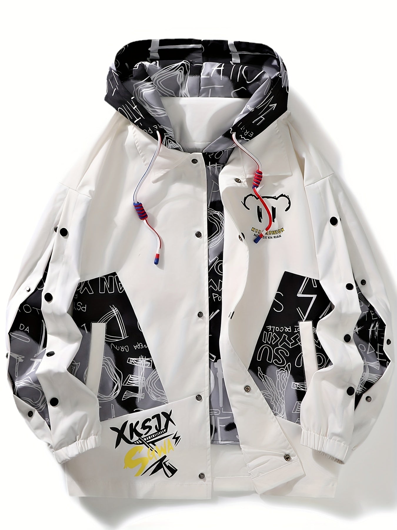 Men's Trendy Hooded Baseball Jacket - Color Block, Loose Fit for Spring & Fall Outdoor Activities like Hiking, Hunting, Camping