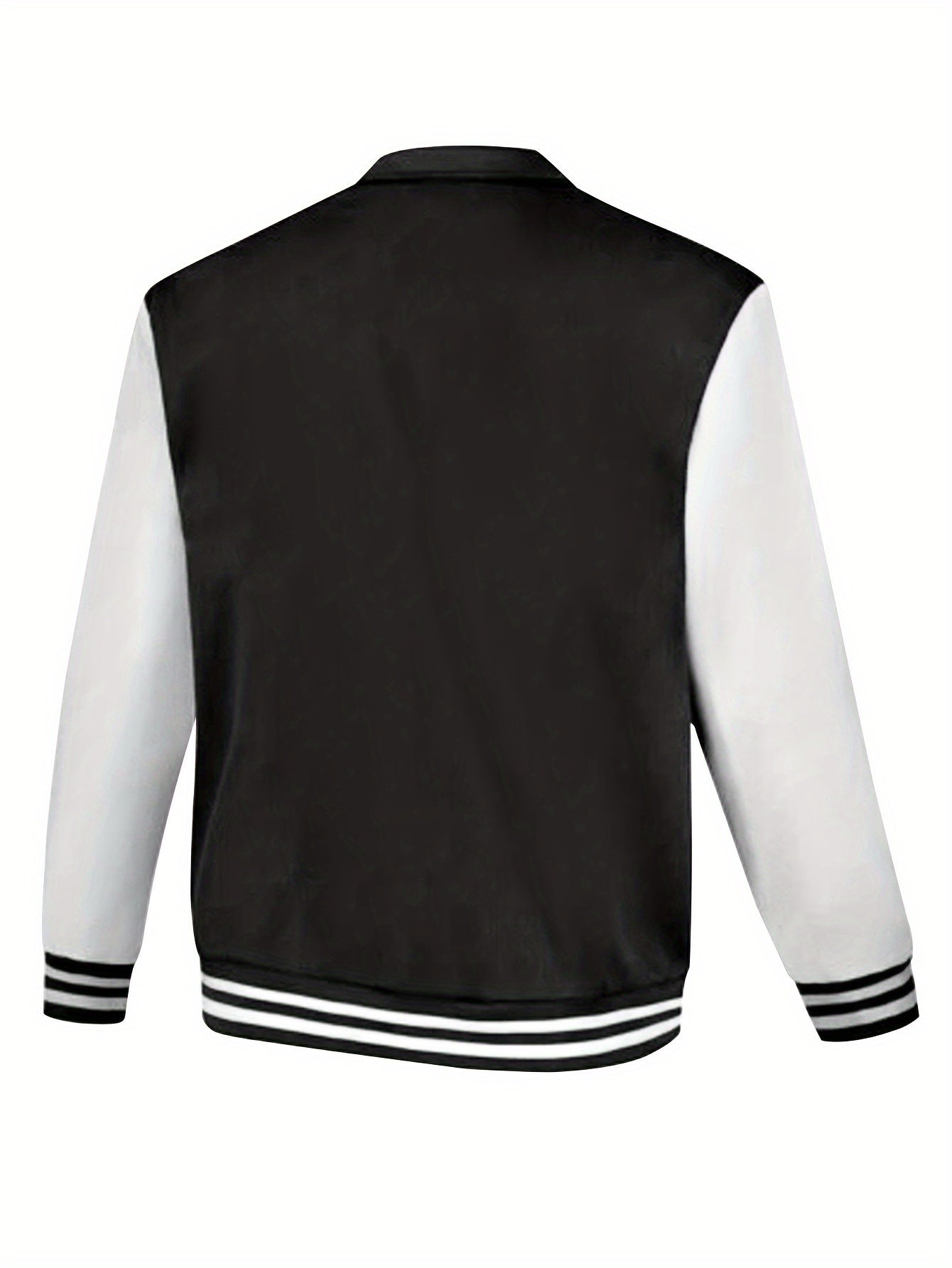 Men's Fashion Thick Collar Baseball Jacket, Random Print, Casual Style, Polyester Blend, Stretch Knit, Regular Fit, with Pockets, for Fall/Winter