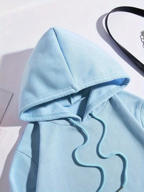 Cat Print Kangaroo Pocket Hoodie, Casual Long Sleeve Drawstring Hoodies Sweatshirt, Women's Clothing