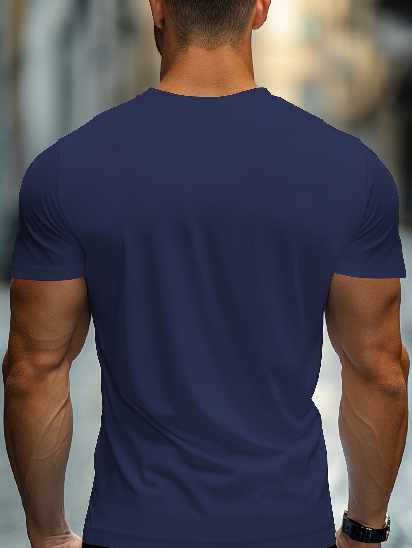 Men's Trendy Bear Print Short Sleeve T-Shirt - Comfortable Polyester Blend, Round Neck, Machine Washable for Summer, Leisure Style, Conventional Version, Summer