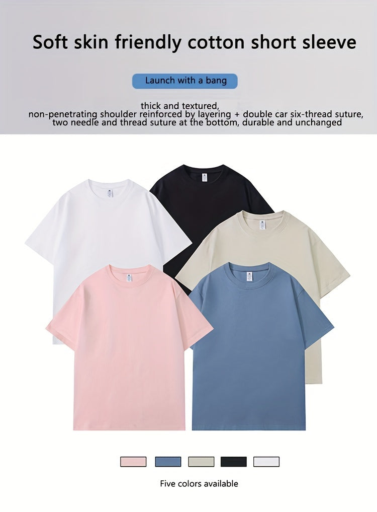 Men's 100% Cotton Loose Cat Graphic Print T-shirt, Short Sleeve Crew Neck Tee, Men's Clothing For Summer Outdoor
