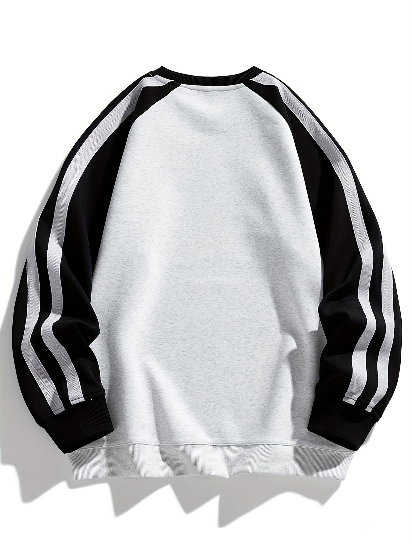 Men's Stylish Pink and Black Striped Crew-Neck Sweatshirt - Breathable, Casual Long-Sleeve Hoodie for City Walking, Street Lounging & Outdoor Activities, Polyester, Non-Stretch Fabric