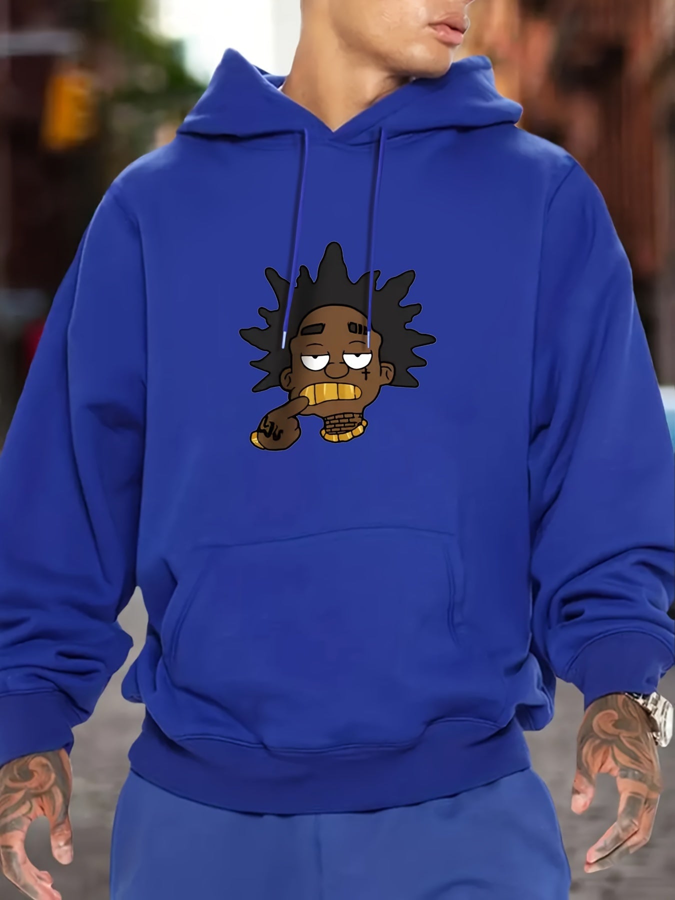 KOURRTER Unisex Cartoon Graphic Hoodie – Four Seasons Casual Knit Fabric Regular Fit with Pocket, 100% Polyester Geometric-pattern Hooded Sweatshirt with Slight Stretch