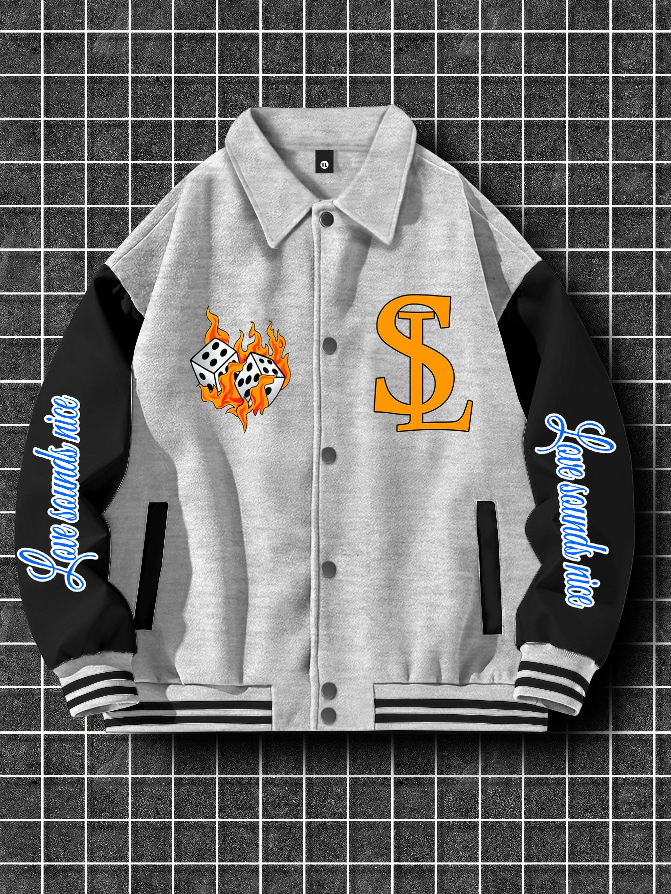 Men's Trendy Casual Baseball Jacket with Unique Print Design - Thick, Polyester, Machine Washable, Button-Up Collar