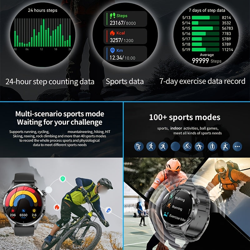 New Watch 5 Pro Smartwatch With 1.53-inch High-definition Screen, Voice Calling, Wireless Calling, NFC Access Control, Outdoor Sports Trajectory Smartwatch With Voice Assistant, Compass, Pedometer, Suitable For Android/iPhone