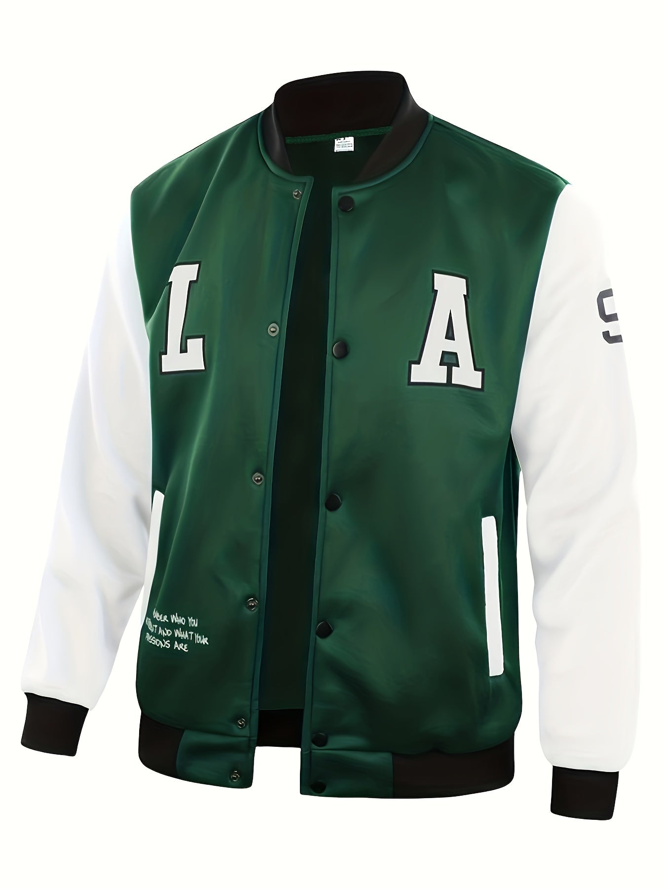 LA-03 Baseball Jacket - Polyester, Round Neck, Non-Transparent, Letter Pattern, Knitted, Loose Fit, Spring/Autumn