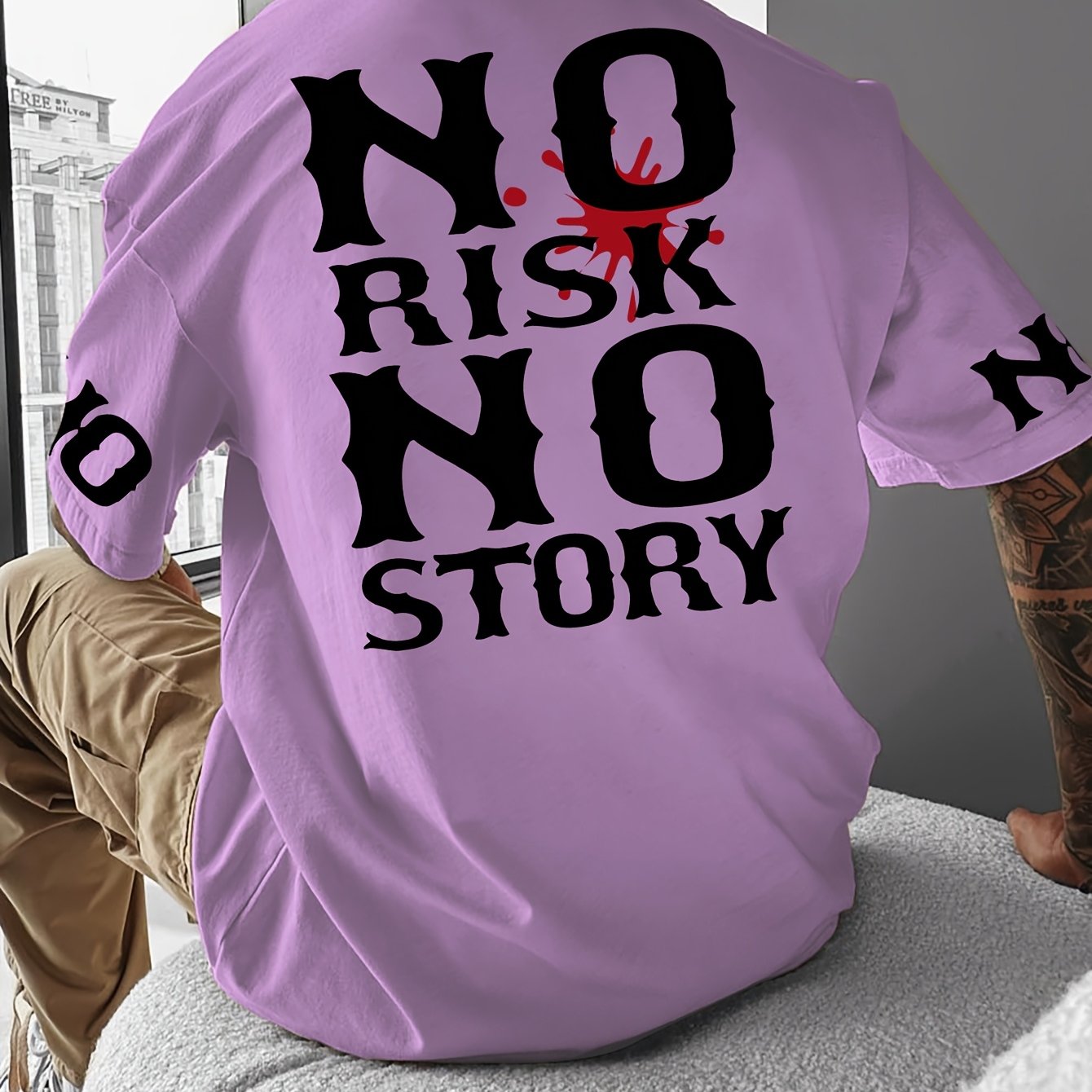 Men's Casual Loose-Fit T-Shirt with Stylish Letter Print - Breathable Polyester, Round Neck, Summer Wear