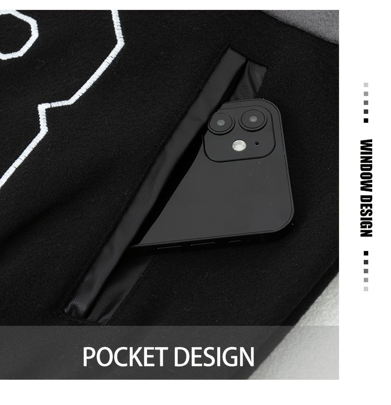 Men'S Daily Patchwork Polyester Varsity Jacket Stylish Retro Embroidered Long Sleeve Baseball Coats Casual Unisex Loose Outdoor Outerwear