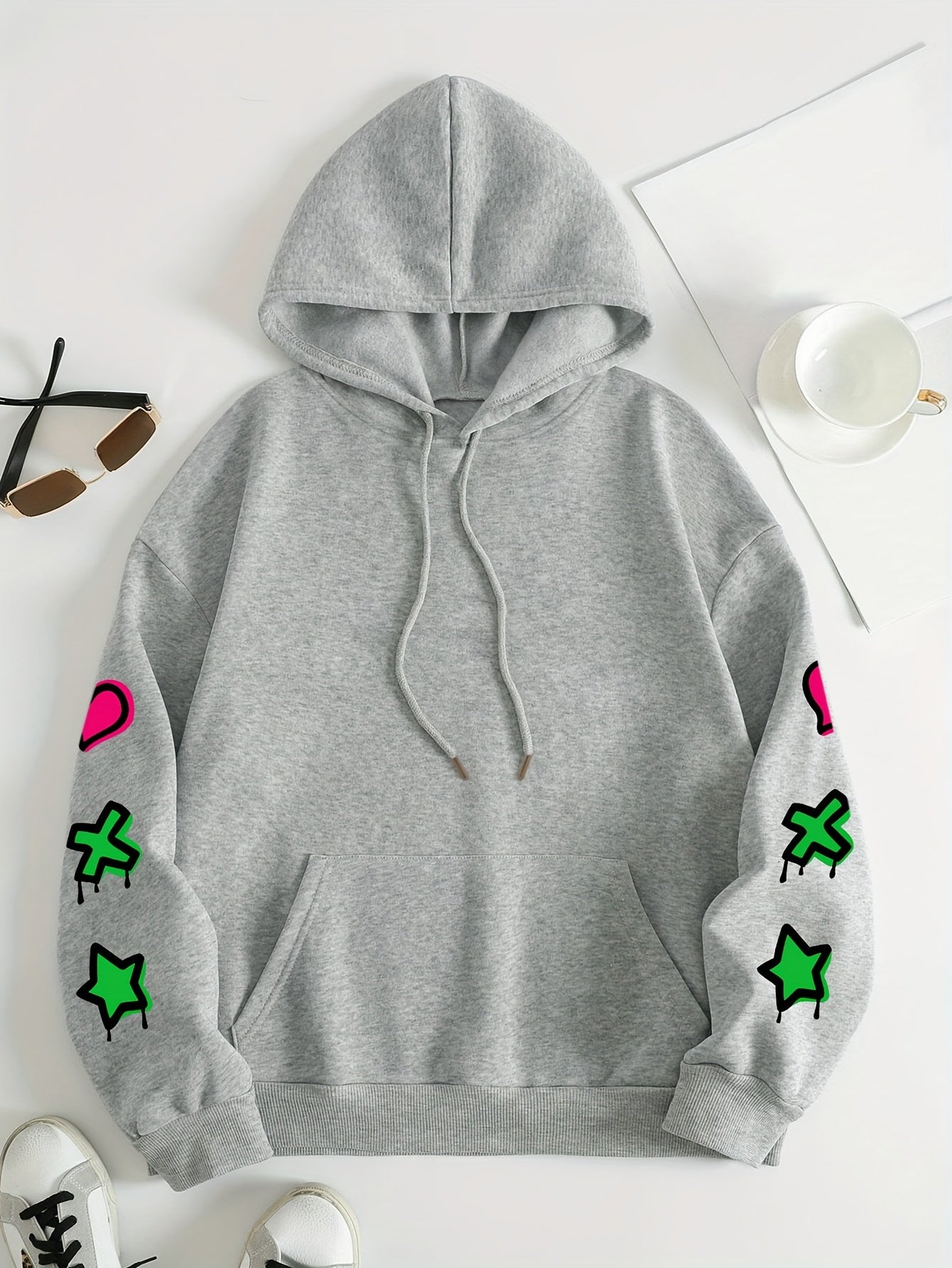 Women's Plus Size Graffiti-Style Hoodie - Casual Long Sleeve with Pocket, Purple "MY COMFORT ZONE" Graphic Hooded Sweatshirt for Fall & Winter, Cozy Pullover | Graffiti Print Hoodie | Fleecelined Comfort, Sweater Hoodie